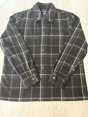 Express Men’s Large Black Plaid Shacket Shirt Jacket Overshirt